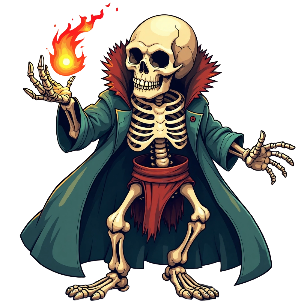 Skeletal Mage Conjuring Fireball